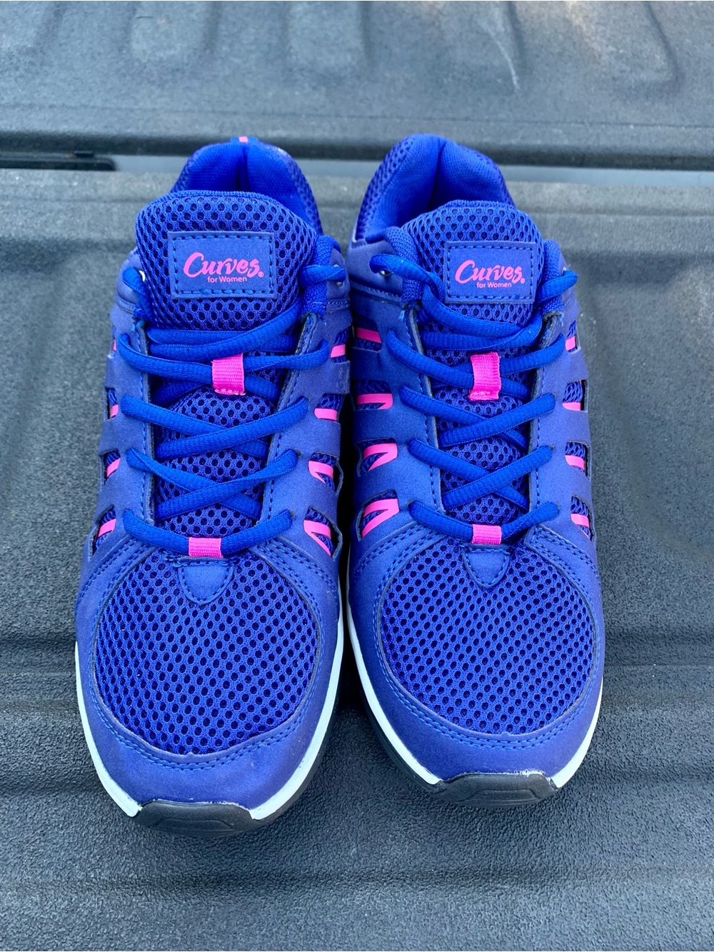 Women's Athletic Sneakers - Blue with Pink Accents